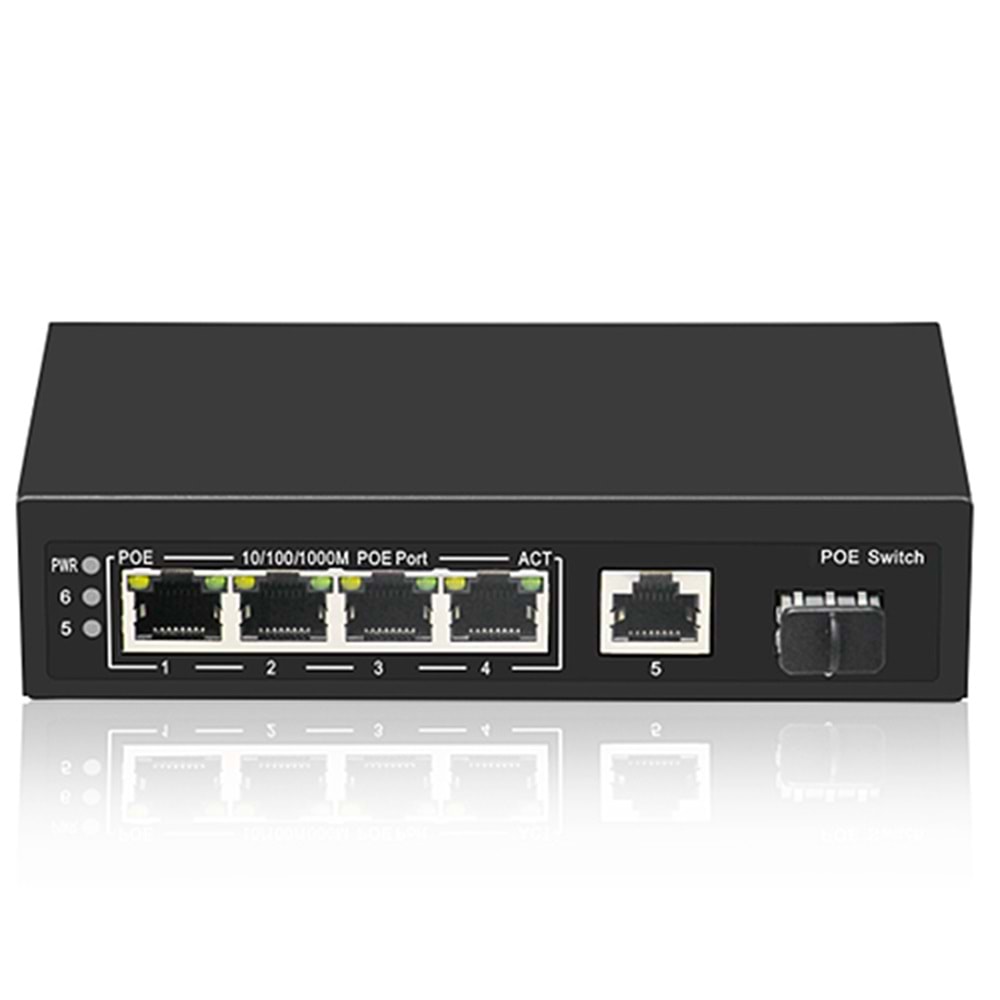 FREELINK (FRL-4P1U1S) 4 PORT 10/100/1000 POE 1xUPLINK 1xSFP 1000M ETHERNET PORT 65W POE SWİTCH 