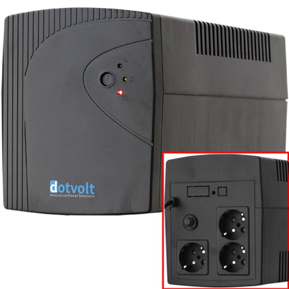 DOTVOLT (VOLT-LN-1200VA) 1200VA LED AUTO REST. LINEINTERACTIVE GÜÇ KAYNAĞI UPS (2x12V 7AH 5-15 DAK.)