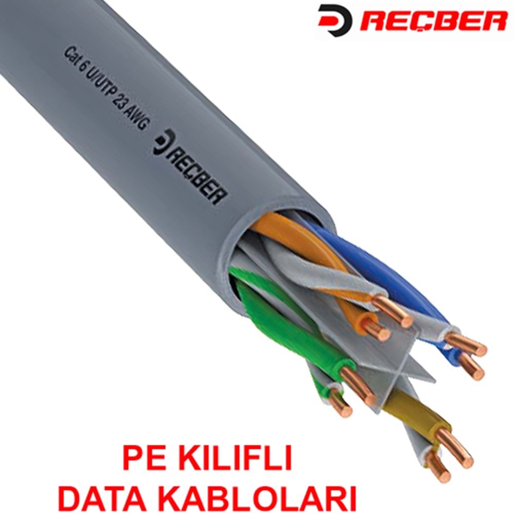 REÇBER (506019) SL400 U23 CAT6 U/UTP 23AWG PVC GRİ KABLO (500MT.)