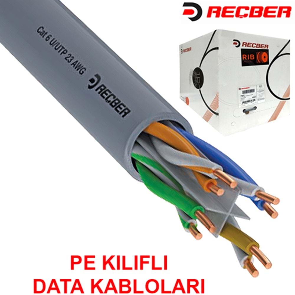 REÇBER (506019-305) SL400 U23 RIB CAT6 U/UTP 23AWG PVC GRİ KABLO (305MT.)