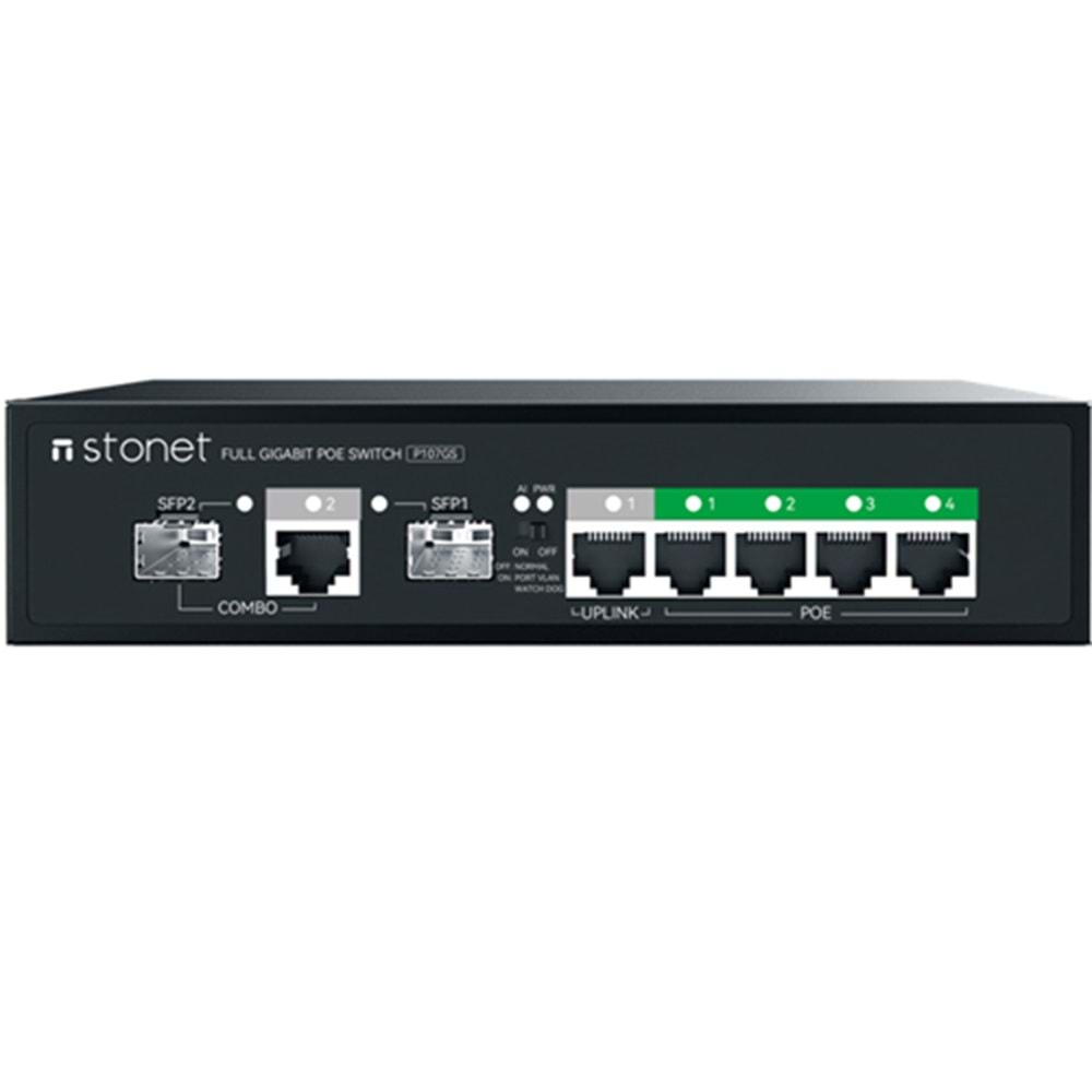 STONET (P107GS) 4 PORT GIGABİT POE 1XGBPOE + 1X2SFP COMBO 65W POE SWITCH 