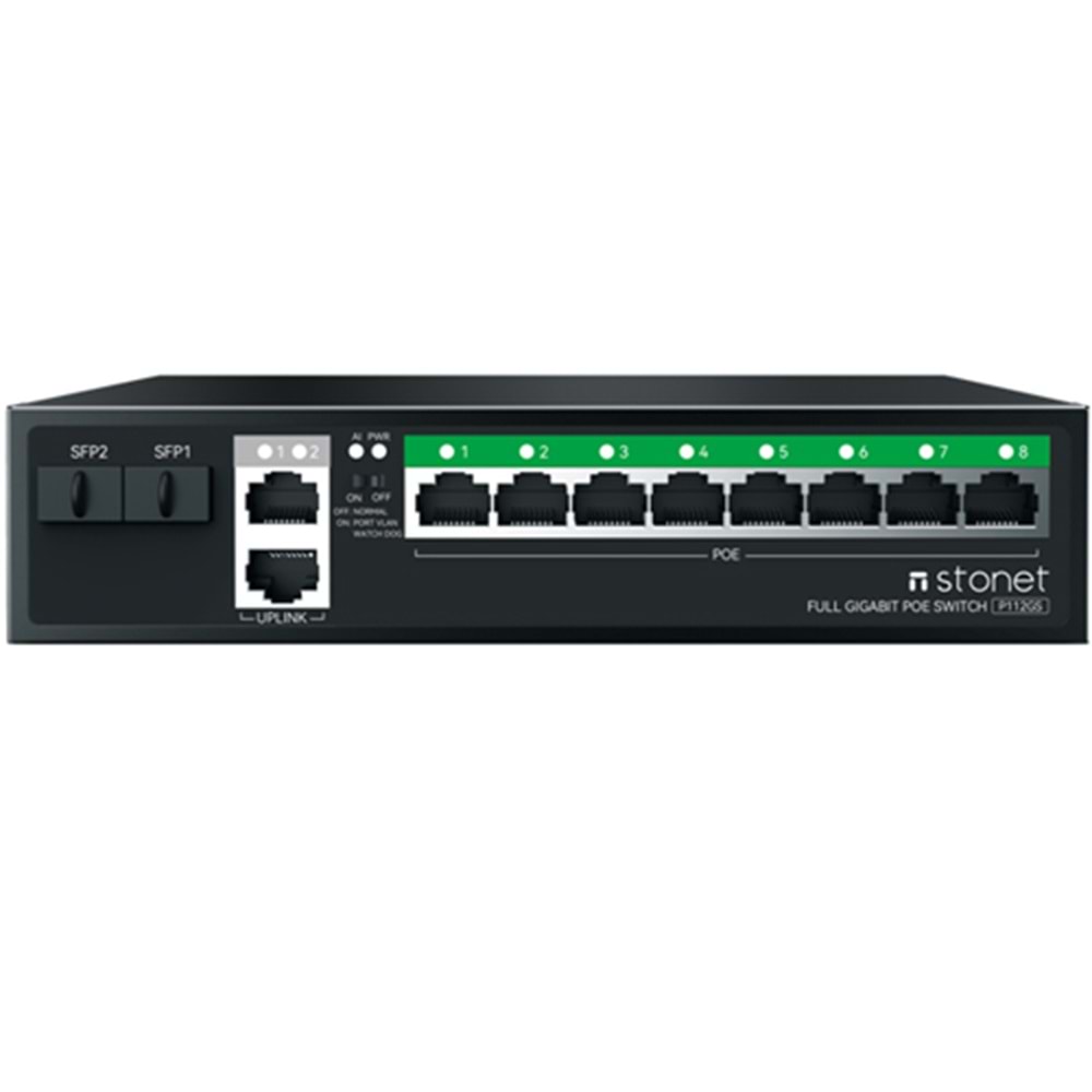 STONET (P112GS) 8 PORT 120W GIGABİT POE 2XGB ETHERNET + 2XSFP SWITCH 