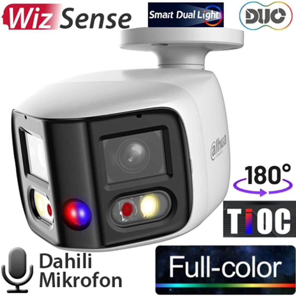 DAHUA (IPC-PFW3849S-A180-AS-PV) 2x4MP DAH.MİK. TİOC DUO SMART DUAL LED FULL COLOR BULLET KAMERA 25MT