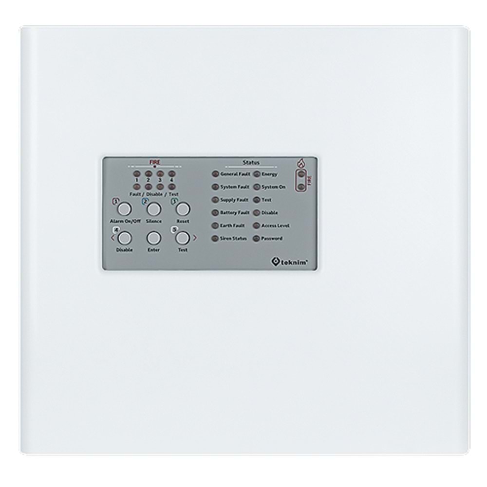 TEKNİM (TFP-4404P) 4 BÖLGELİ PLASTİK KASA KONVANSİYONEL YANGIN ALARM PANELİ