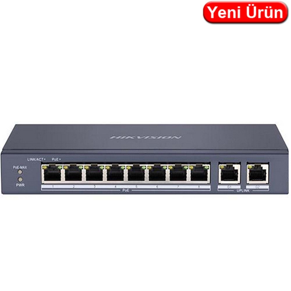 HIKVISION (DS-3E0310P-E/M) 8 PORT 10/100 POE 1xUPLINK +2xGIGABİT POE 60W YÖNETİLEMEZ POE SWİTCH