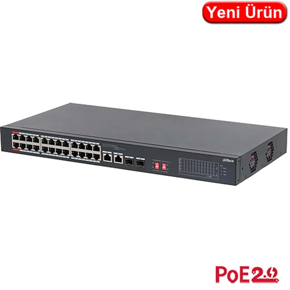 DAHUA (S3226-24ET-240) 24 PORT 10/100 240W POE +2SFP YÖNETILMEZ SWITCH