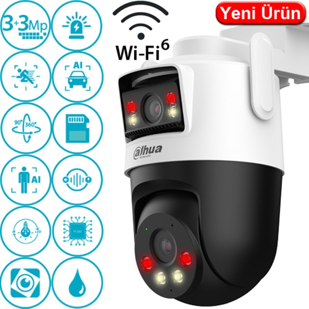 DAHUA (WPT1339DD-SW-3) 3+3MP WIFI ÇİFT KAMERALI PAN-TILT SPEED DOME 