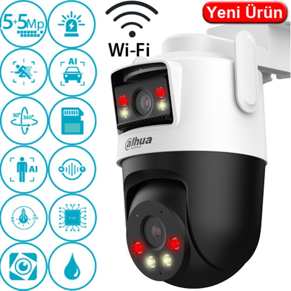 DAHUA (WPT1539DD-SW-5E2-PV) 5+5MP WIFI ÇİFT KAMERALI PAN-TILT SPEED DOME 