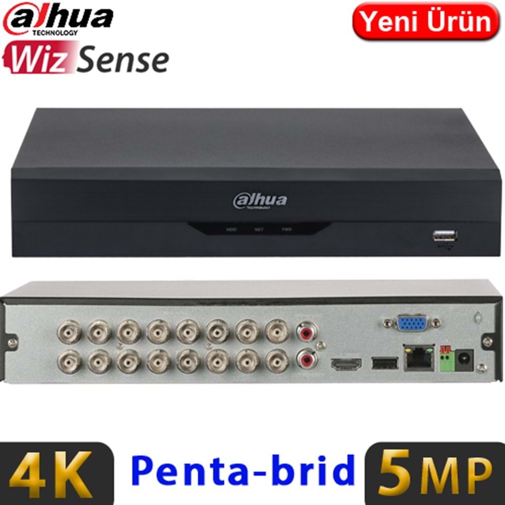 DAHUA (XVR5116HS-5M-I3) 16 KANAL 1080P 1x6TB 5MP HDCVI KAM.DESTEKLER 1XHDMI VGA 2XUSB 1XRJ45 XVR 