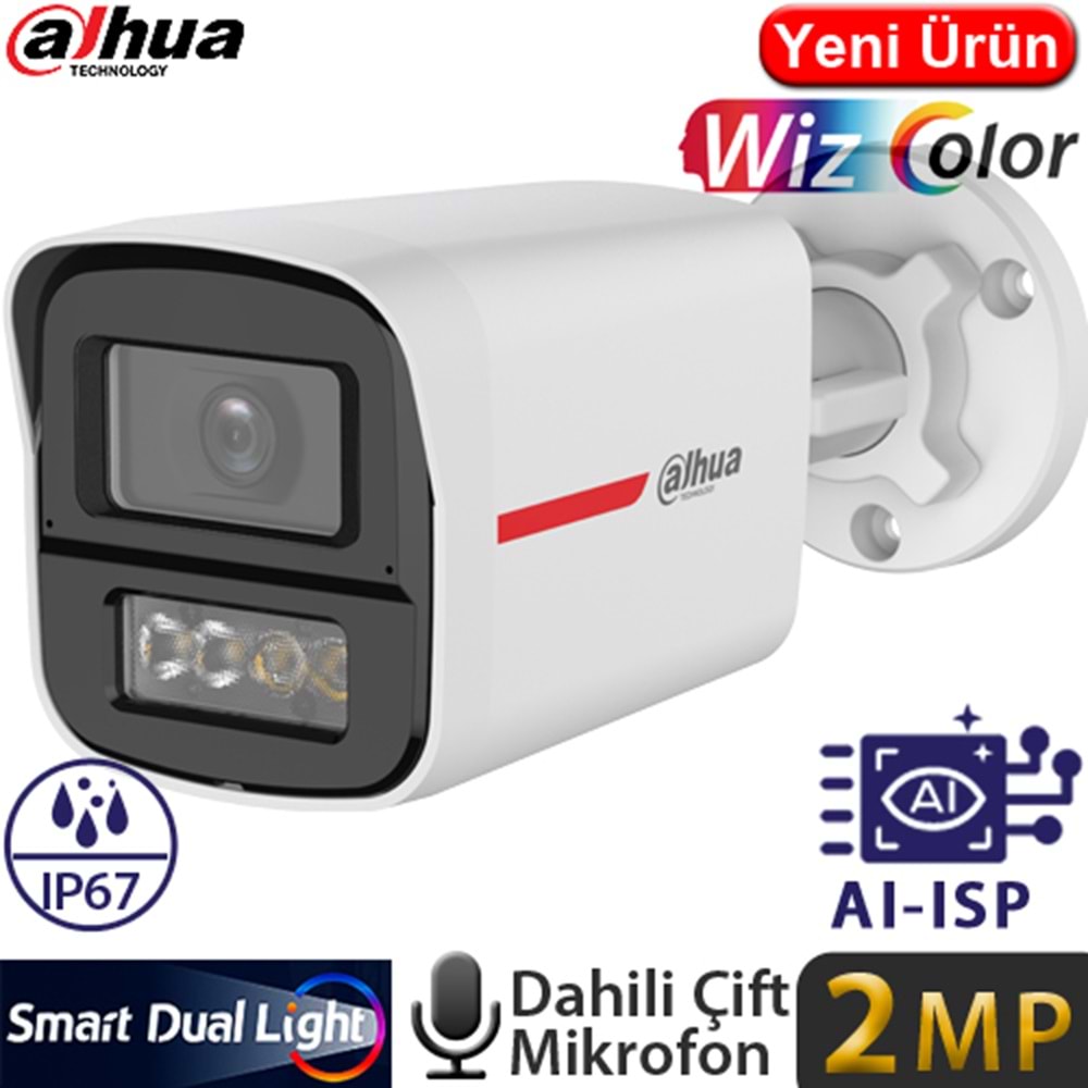DAHUA (HAC-HFW1249X-A-PRO-0280B-DIP) 2MP 2.8MM LENS 1080P WIZCOLOR IP67 IR HDCVI BULLET KAMERA-50MT