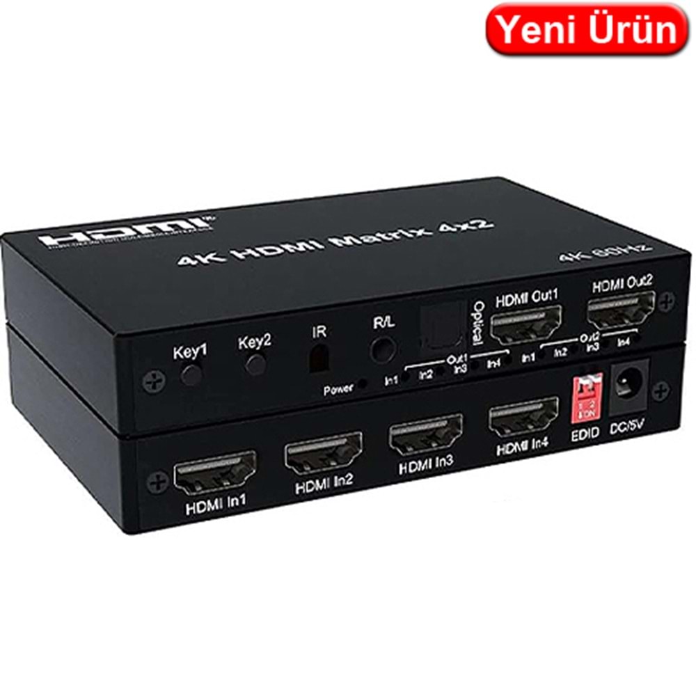 NOVACOM (8374) HDMI 4 GİRİŞ 2 ÇIKIŞ 4K 60HZ MATRİX SWITCH