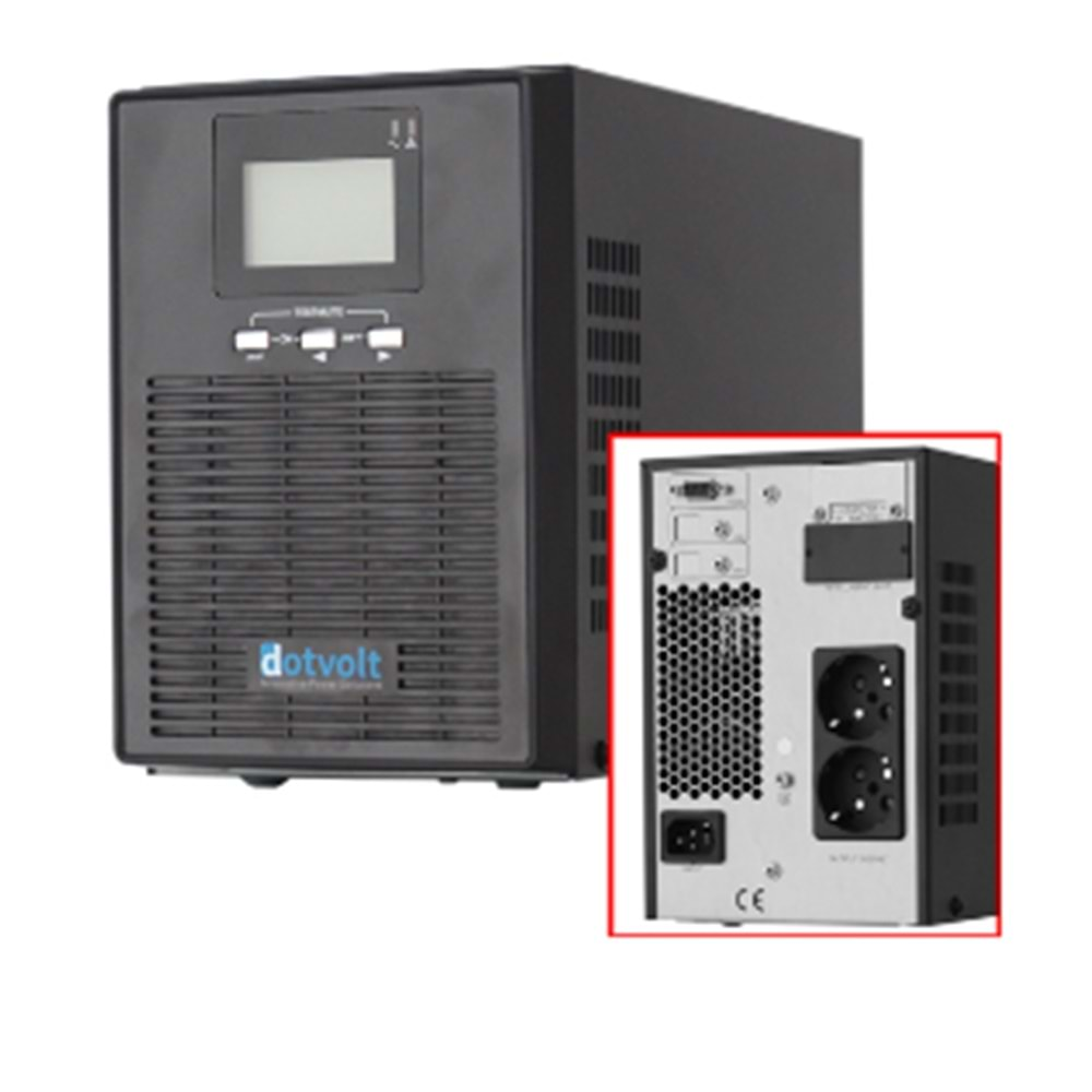 DOTVOLT (VOLT-MN-3KVA) 3KVA ONLINE GÜÇ KAYNAĞI-UPS LCD (1/1 FAZ 6x12V 7AH 5-15 DAK)