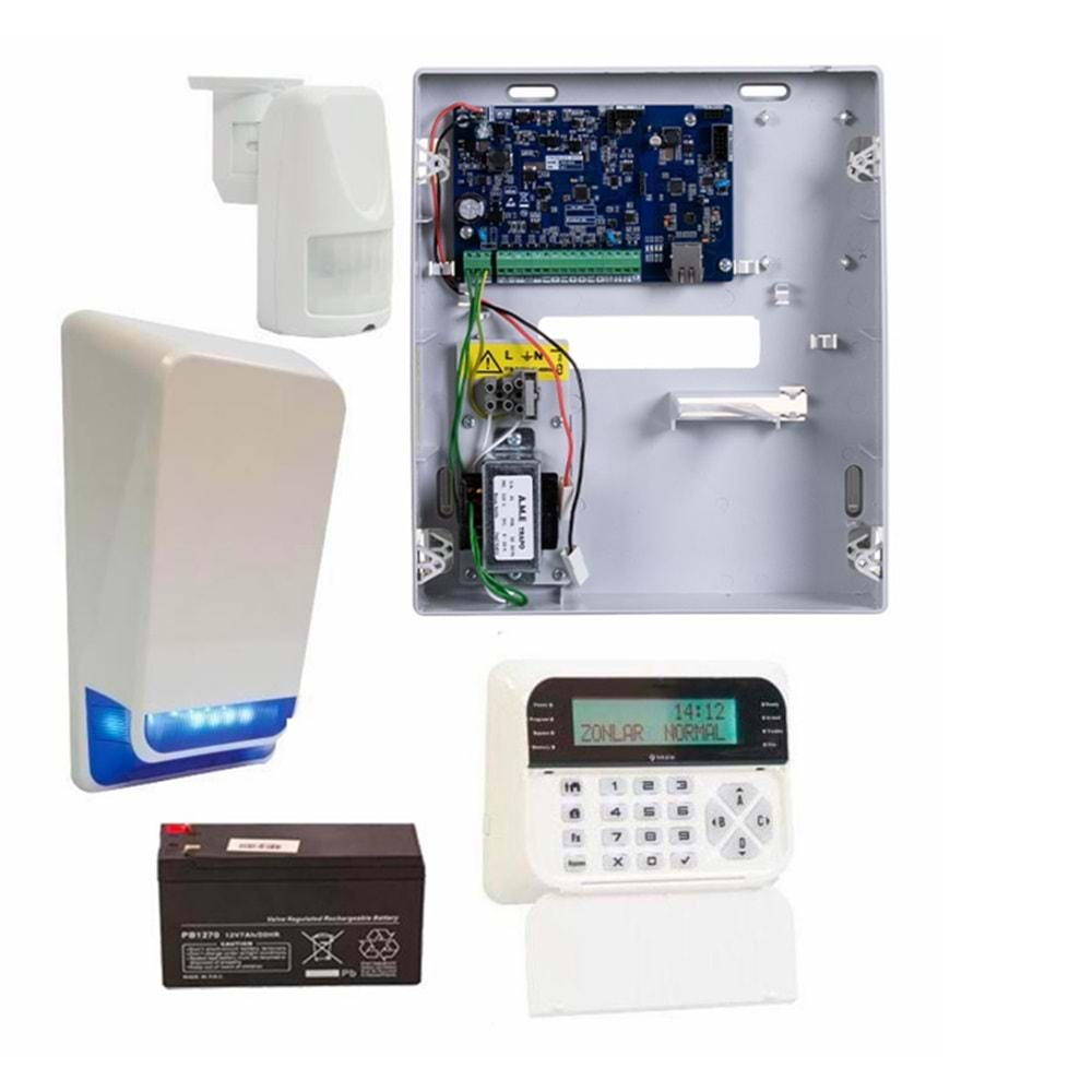 TEKNİM TSP-5334LCDA ETHERNET/NETWORK LÜ 4+4 ZONLU ALARM SETİ(AKÜ DAHİL)