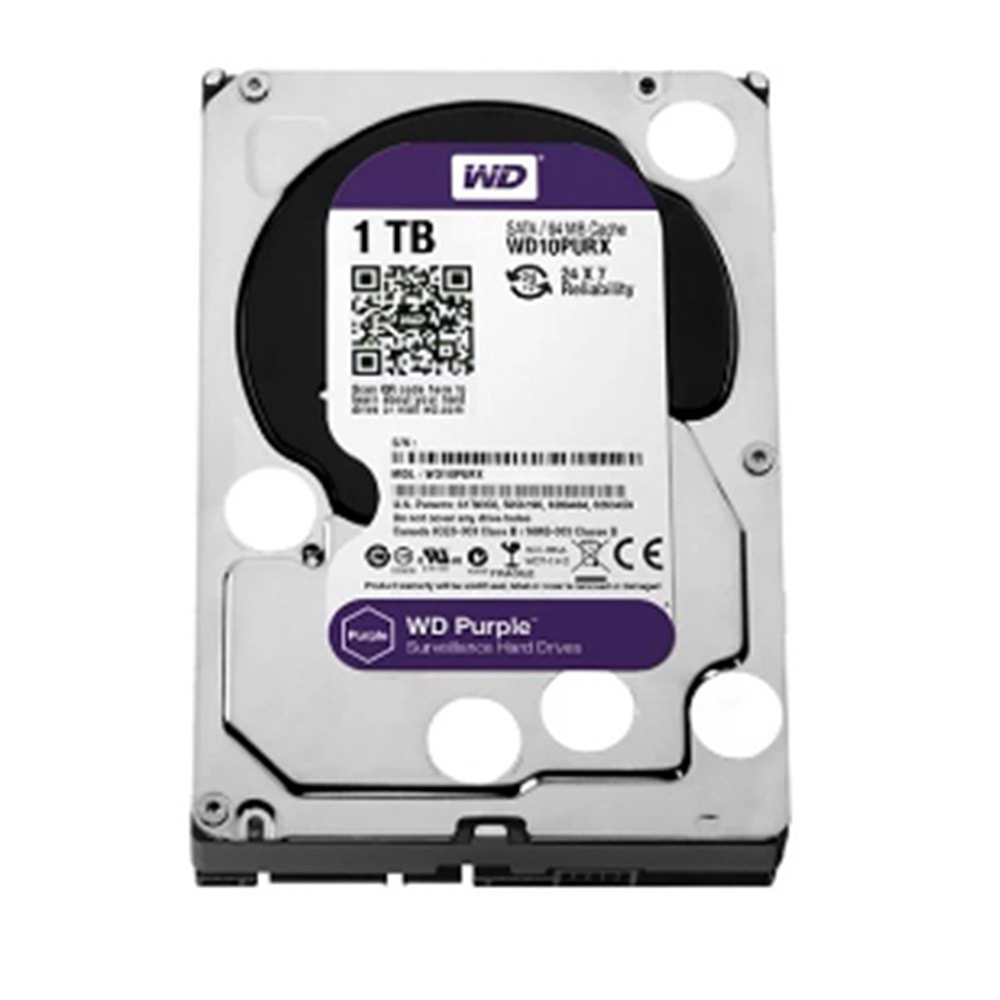 WESTERN DIGITAL PURPLE (WD10PURZ) 1TB 3.5 INC 64MB INTELLIPOWER 6.0Gb/s 7/24 GÜVENLİK HARDDISK