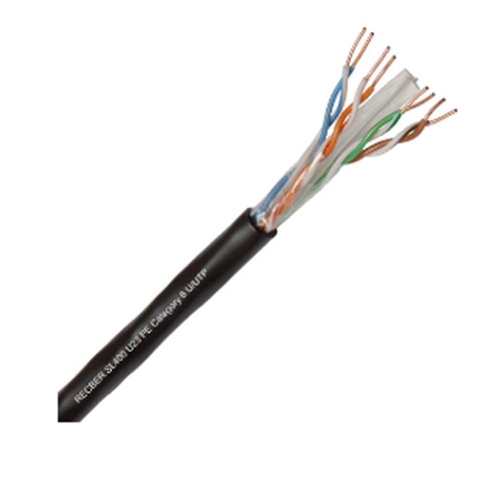 REÇBER (506025) SL400 U23 CAT6 U/UTP 23AWG PE SİYAH DIŞ ORTAM KABLO (500MT.)