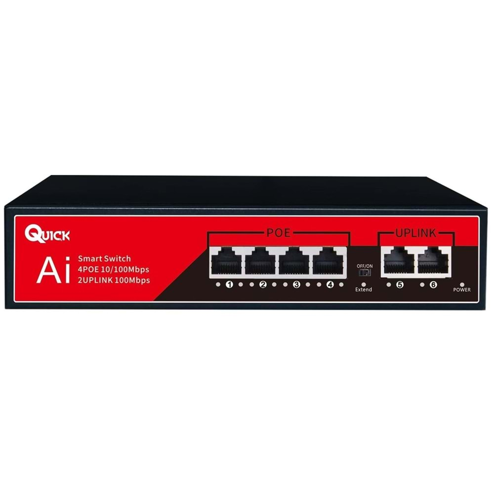 QUICK (Q4P2U) 4 PORT POE 10/100 + 2x10/100 78W SWİTCH