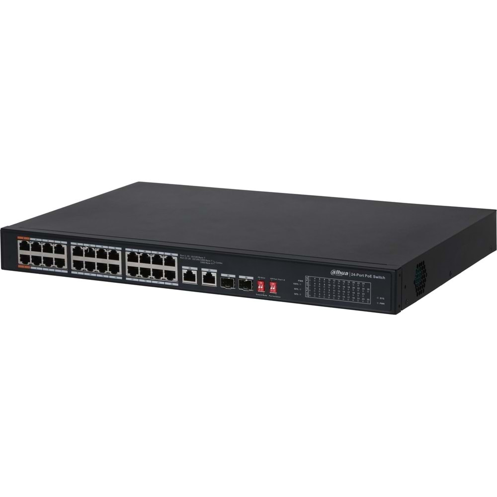 DAHUA PFS3226-24ET-240 24 PORT 10/100 POE 2GE UPLİNK + 2GE SFP COMBO 240W SWİTCH