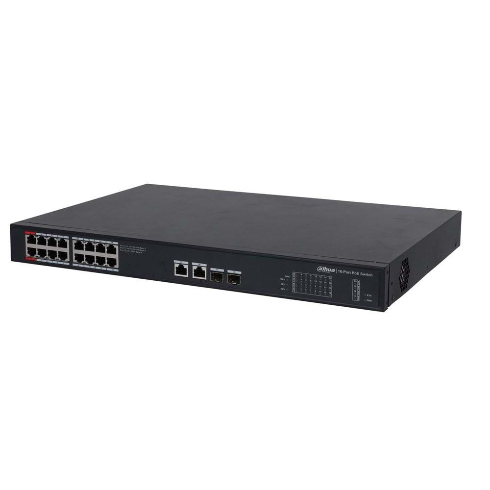 DAHUA PFS3220-16GT-240-V2 16 PORT 10/100/1000 POE (2GE UPLİNK + 2GE SFP COMBO) 240W SWİTCH