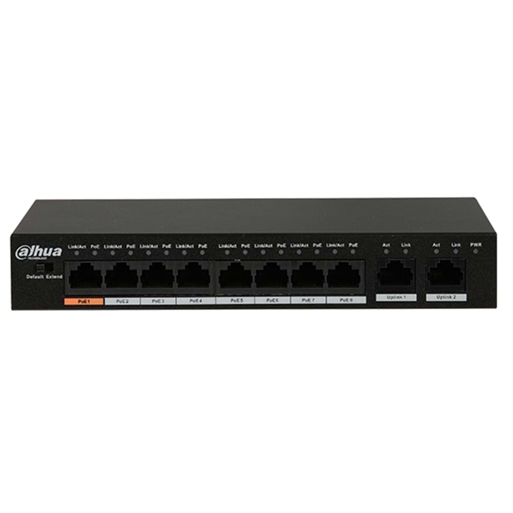 DAHUA PFS3010-8ET-96-V2 8 PORT POE SWİTCH (8FE POE + 2GE, TOPLAM 96W POE