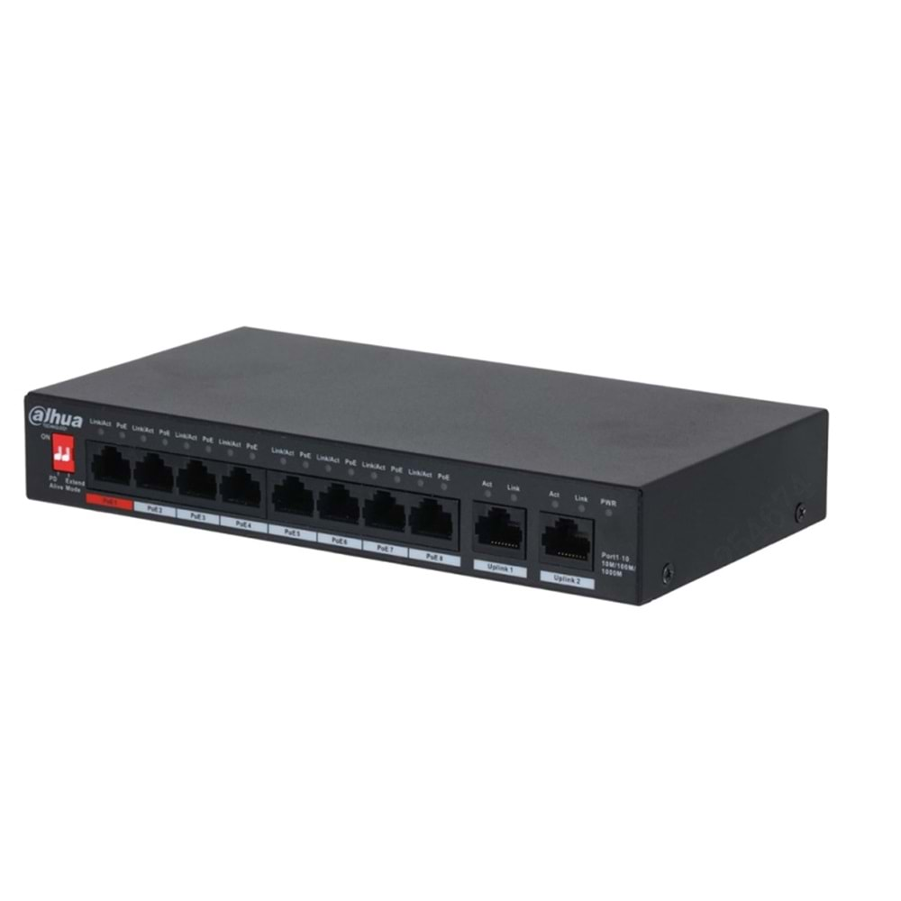 DAHUA PFS3010-8GT-96-V2 8 PORT POE SWİTCH (8GE POE + 2GE) TOPLAM 96W