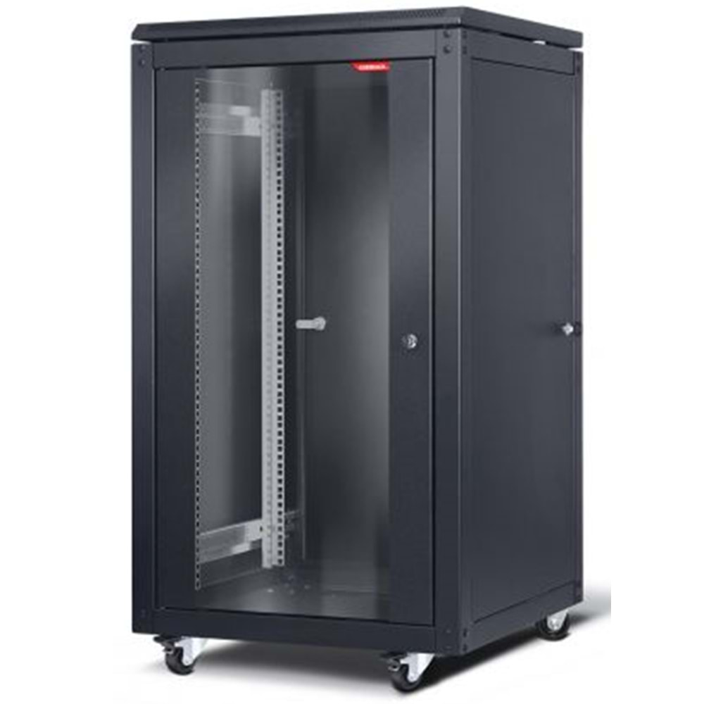 20U 19 INC DİKİLİ TİP RACK KABİNET W=600 MM D=600MM SİYAH