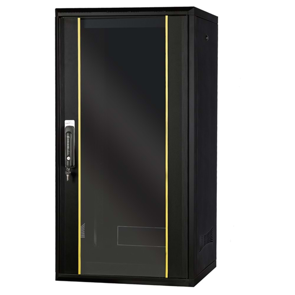 22U 19 INC DİKİLİ TİP RACK KABİNET W=600 MM D=600MM SİYAH