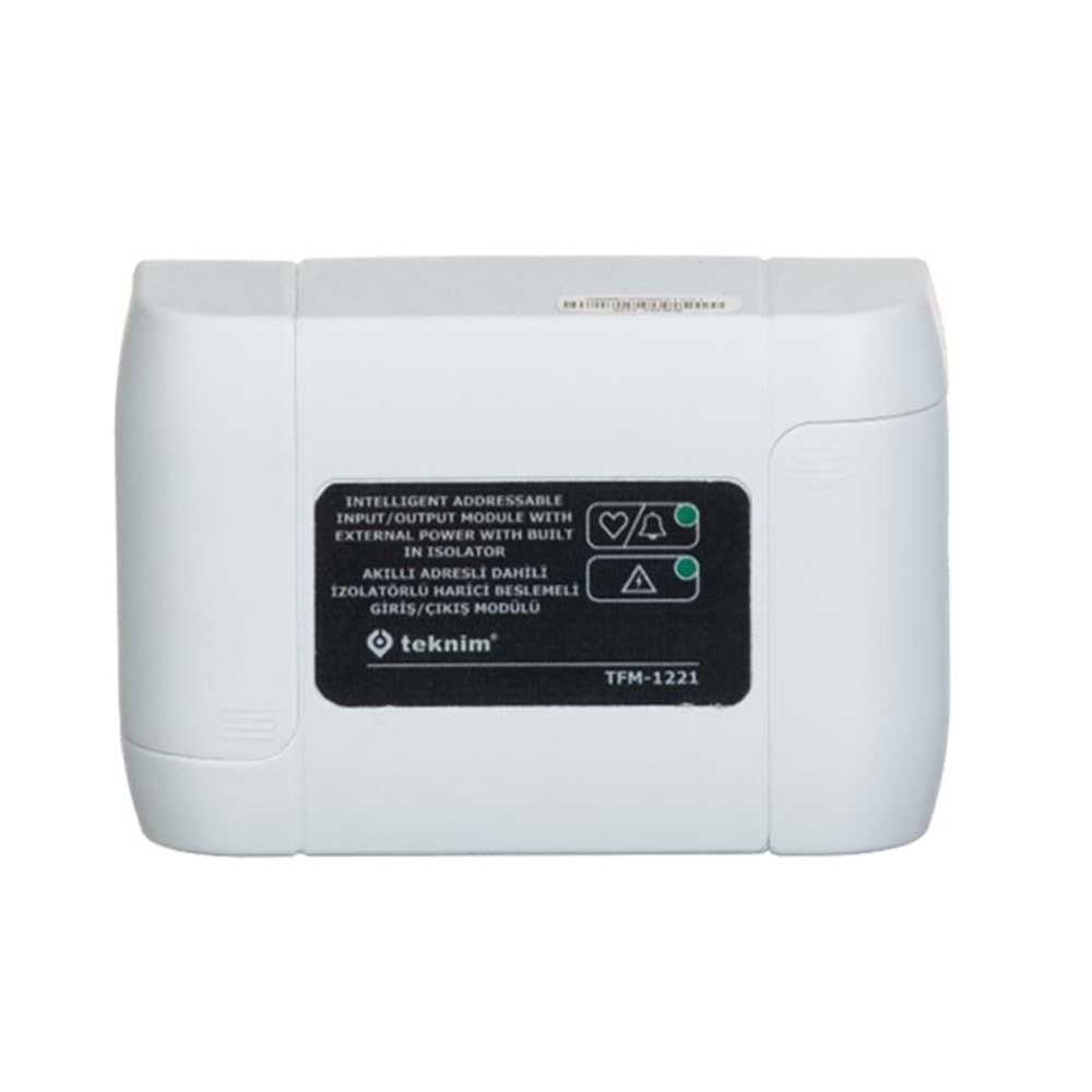 TEKNİM TFM-1221 AKILLI ADRESLİ DAHİLİ İZOLATÖRLÜ HARİCİ BESLEMELİ GİRİŞ/ÇIKIŞ MODÜLÜ