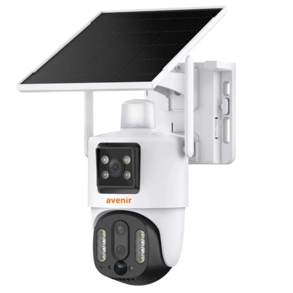 AVENİR AV-M13 4G SİMKARTLI SOLAR PANELLİ 3+4MP GECE RENKLİ ÇİFT YÖNLÜ SESLİ IP KAMERA 10X ZOOM