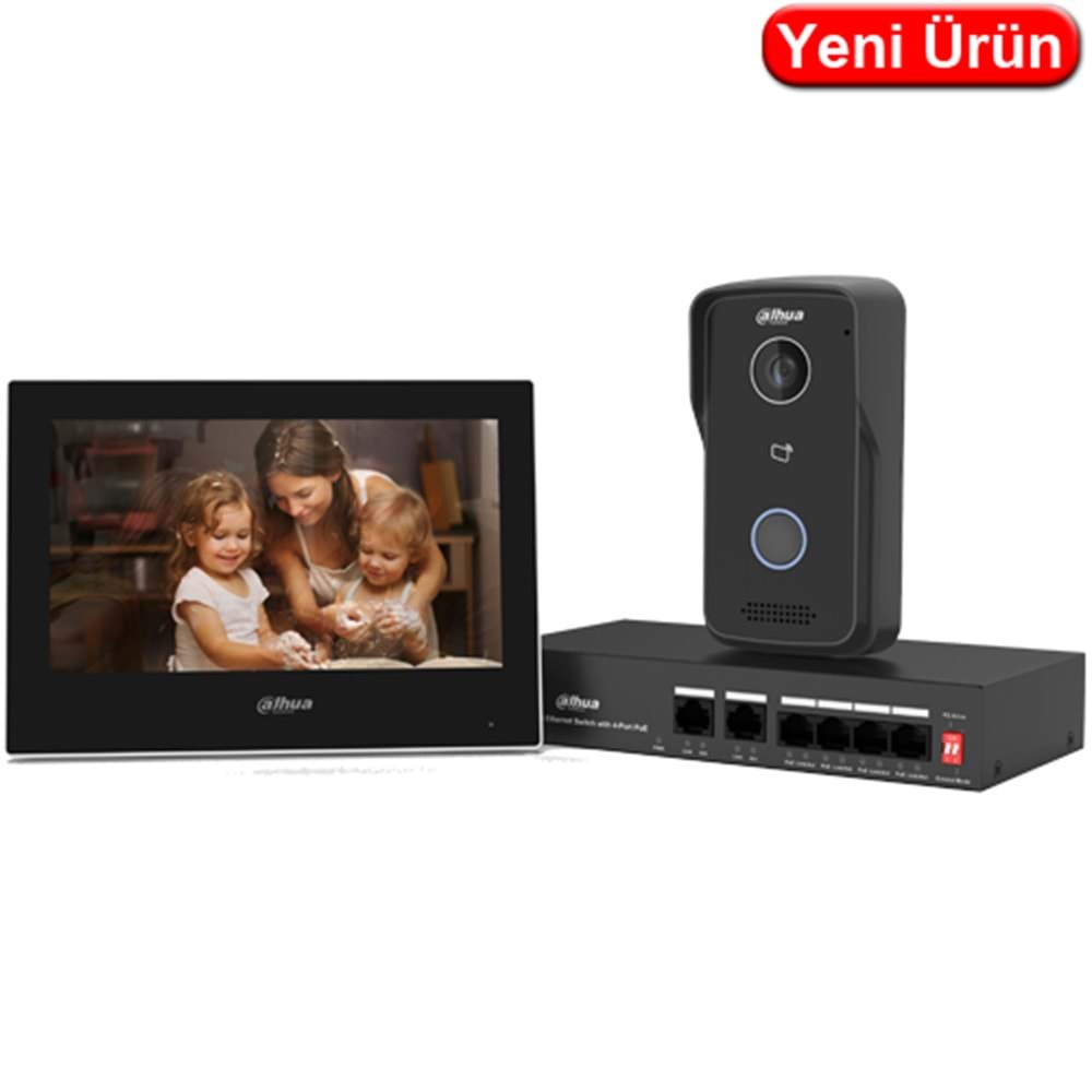 DAHUA (KTP03) IP VİLLA KİT 7 İNÇ DOKUNMATİK EKRAN POE IPC EKRANLI KAPI ZİLİ