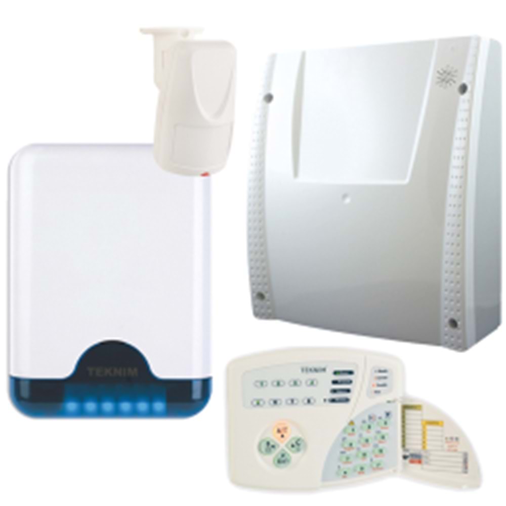 TEKNİM (VAP-404PT) SET 4+4 ZONLU KABLOLU ALARM SETİ (AKÜ HARİÇ) 