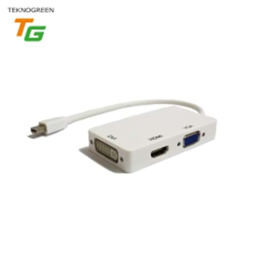 TEKNOGREEN (TKD-301M) MİNİ DISPLAYPORT TO HDMI+VGA+DVI DÖNÜŞTÜCÜ
