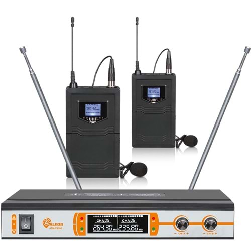 ALFON (ATM-V6100-2) 2 YAKA VHF DİGİTAL EKRANLI TELSİZ MİKROFONU KABLOSUZ 