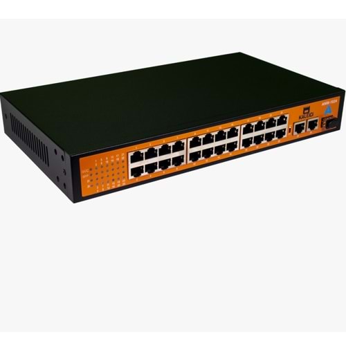 KALEİÇİ (KLC-1024-MSP300) 24 PORT POE 10/100 2 PORT 10/100 RJ45 1 PORT 1G SFP SWITCH-300W 