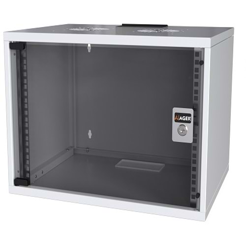 AGER (SH09U5140B1-CBAA-B6-D1) 9U SOHO W=510 D=400mm DEMONTE BEYAZ DUVAR TİP KABİNET