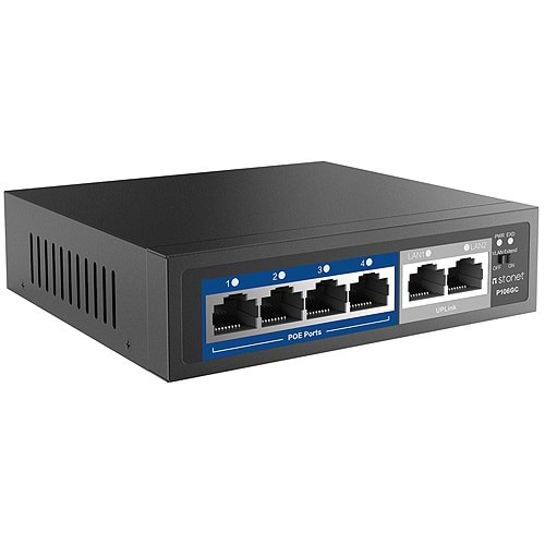 STONET (P106C) 4 PORT POE 10/100 2 PORT UPLINK 10/100 65W POE SWITCH 