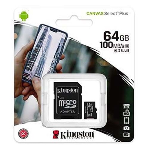 KINGSTON (SDCS2/64GB) 64GB MICRO SD CLASS-10 HAFIZA KARTI 