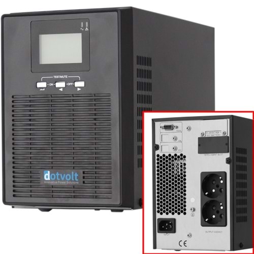 DOTVOLT (VOLT-MN-1KVA) 1KVA ONLINE GÜÇ KAYNAĞI-UPS LCD (1/1 FAZ 2x12V 7AH 5-15 DAK) 