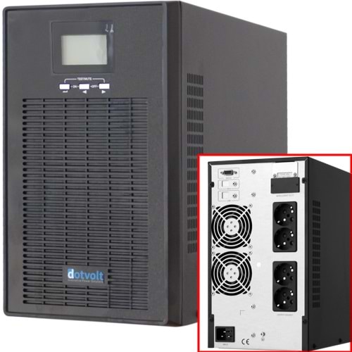 DOTVOLT (VOLT-MN-3KVA) 3KVA ONLINE GÜÇ KAYNAĞI-UPS LCD (1/1 FAZ 6x12V 7AH 5-15 DAK) 