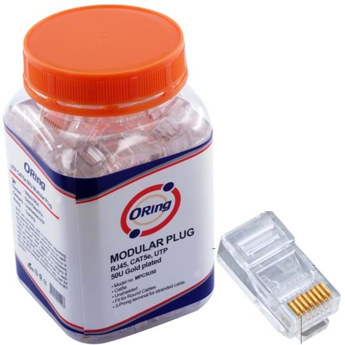 ORING (MPC6U3) RJ45 (8P/8C) CAT6 UTP MODÜLER PLUG 3U (PAKET 100 ADET) 