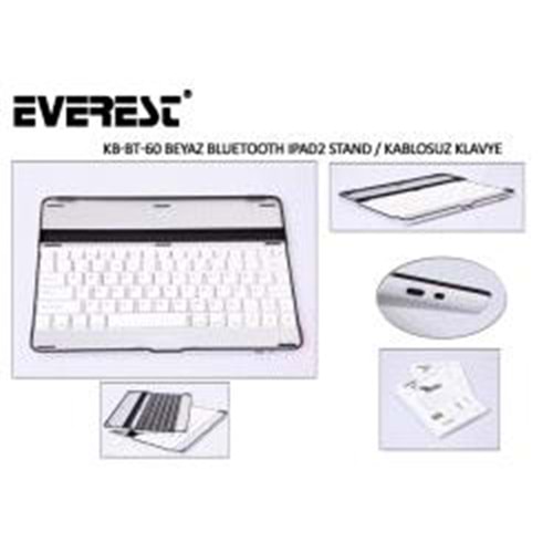 EVEREST (KB-BT60) BLUETOOTH iPAD2 MM STAND VE KABLOSUZ Q BEYAZ KLAVYE