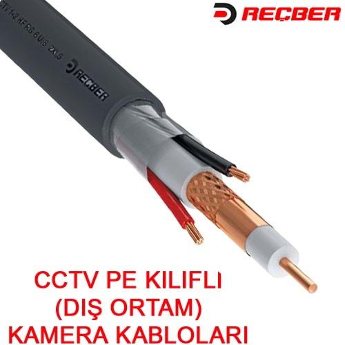 REÇBER (306071) 2+1 RG59 MİNİ 2*0,50 PE DIŞ ORTAM CCTV KABLOSU (500MT.) 