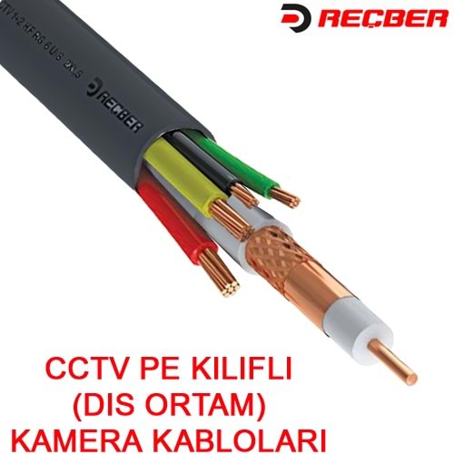 REÇBER (306072) 4+1 PE RG59 MİNİ+2*0,5+2*0,22 DIŞ ORTAM CCTV KABLOSU (100MT.) 