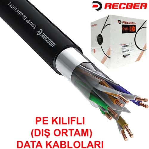 REÇBER (506025-305) SL400 U23 CAT6 U/UTP 23AWG PE SİYAH DIŞ ORTAM SAF BAKIR KABLO (305MT.) 