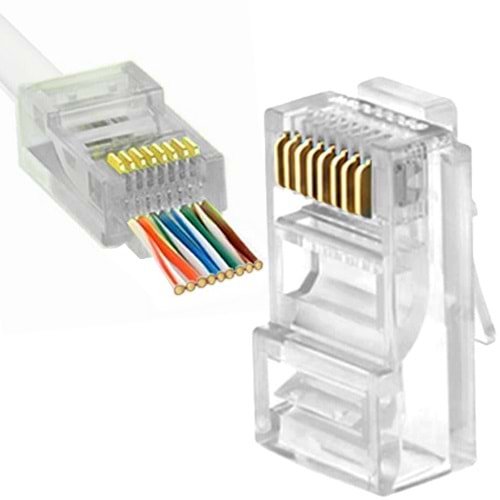 FREELINK (E2230) ŞEFFAF RJ45 (8P/8C) CAT6 EZ MODÜLER PLUG (PAKET 100 ADET) 