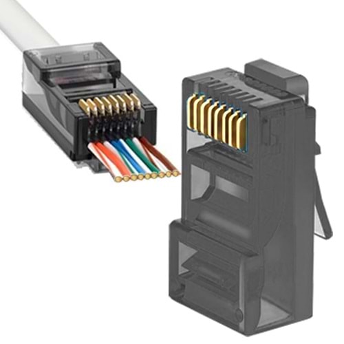 FREELINK (E26737) SİYAH RJ45 (8P/8C) CAT6 EZ MODÜLER PLUG (PAKET 100 ADET) 