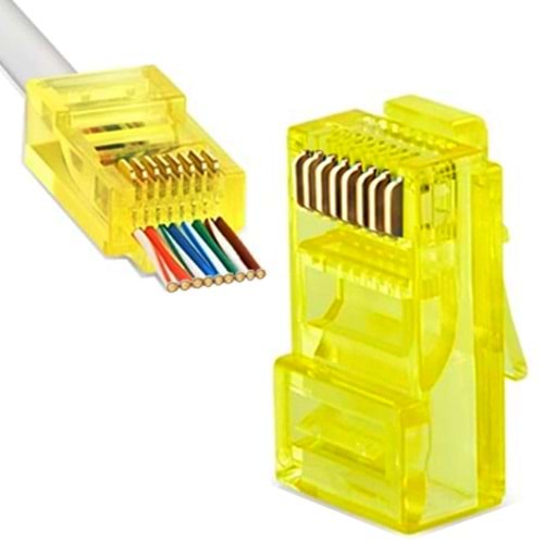 FREELINK (E26738) SARI RJ45 (8P/8C) CAT6 EZ MODÜLER PLUG (PAKET 100 ADET) 