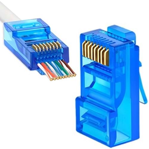 FREELINK (E26739) MAVİ RJ45 (8P/8C) CAT6 EZ MODÜLER PLUG (PAKET 100 ADET) 