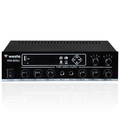 WESTA (WM-605U) 100W 2 BÖLGELİ USB/BLOETOOT, KUMANDALI ANFİ TARFOLU
