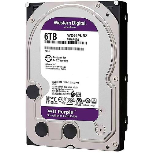 WESTERN DIGITAL PURPLE (WD64PURZ) 6TB 3.5 INC 256MB INTELLIPOWER 7/24 GÜVENLİK HARDDISK 