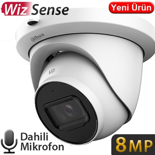 OUTLET DAHUA (IPC-HDW2841TM-S) 8MP 2,8MM STARLİTE WİZ SENSE IP67 POE METAL SD SESLİ DOME IP KAM.30MT